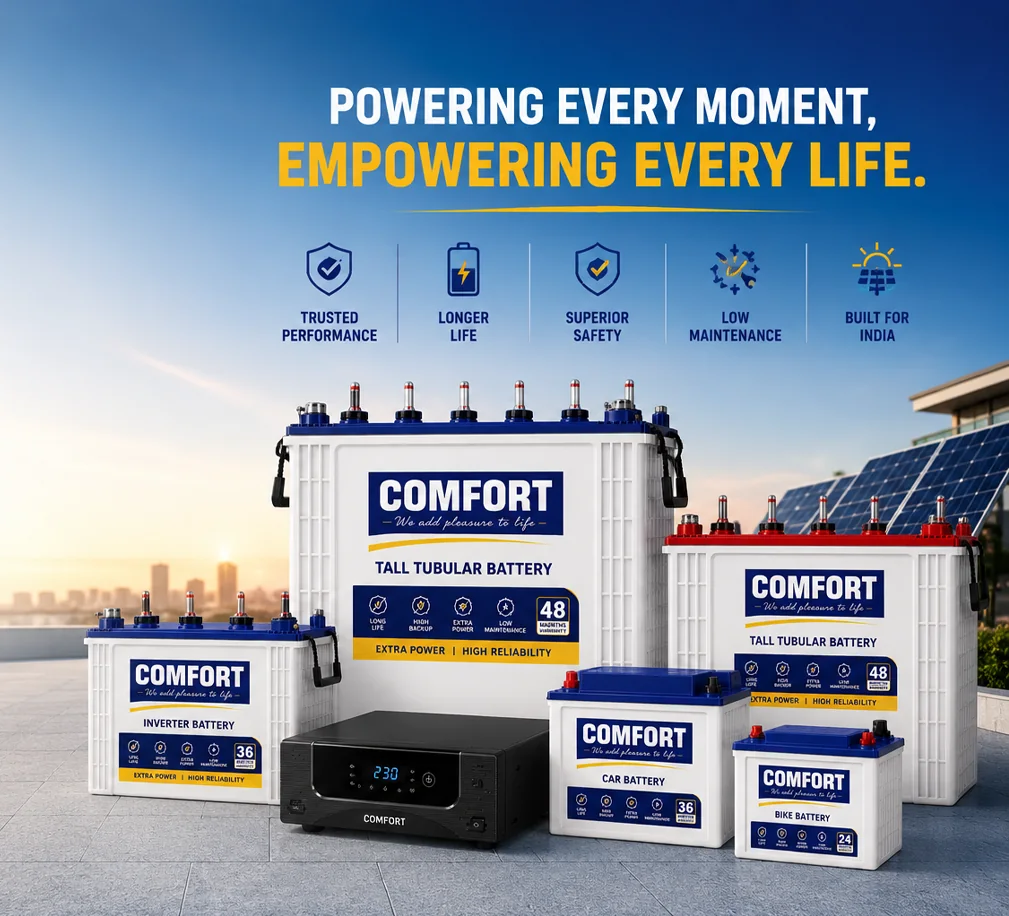 Comfort Battery range — tall tubular, inverter, solar batteries