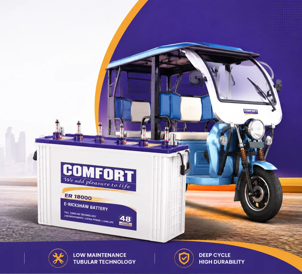 Comfort Battery E-Rickshaw battery with e-rickshaw vehicle